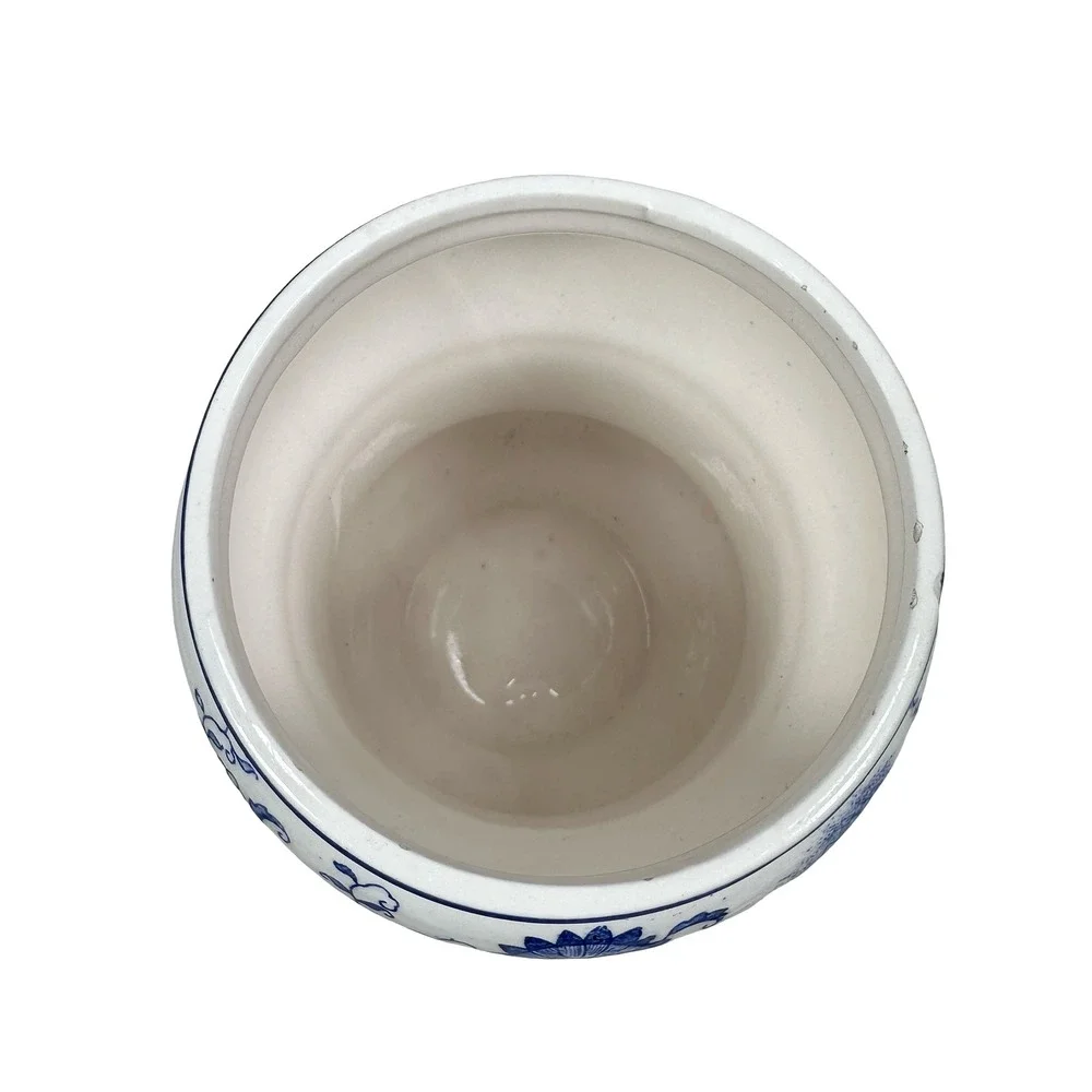 Arnart Blue Onion Cookie Jar Japan Ceramic Blue White Floral Vintage No Lid